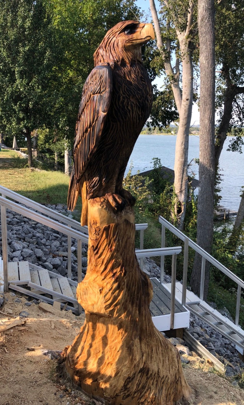 Chainsaw Carved Perched Eagle