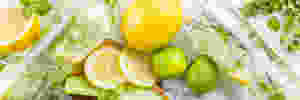 water, with lemons and limes