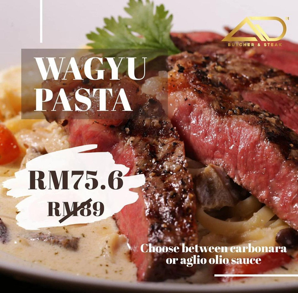 Wagyu Carbonara Pasta at AD Butcher & Steak