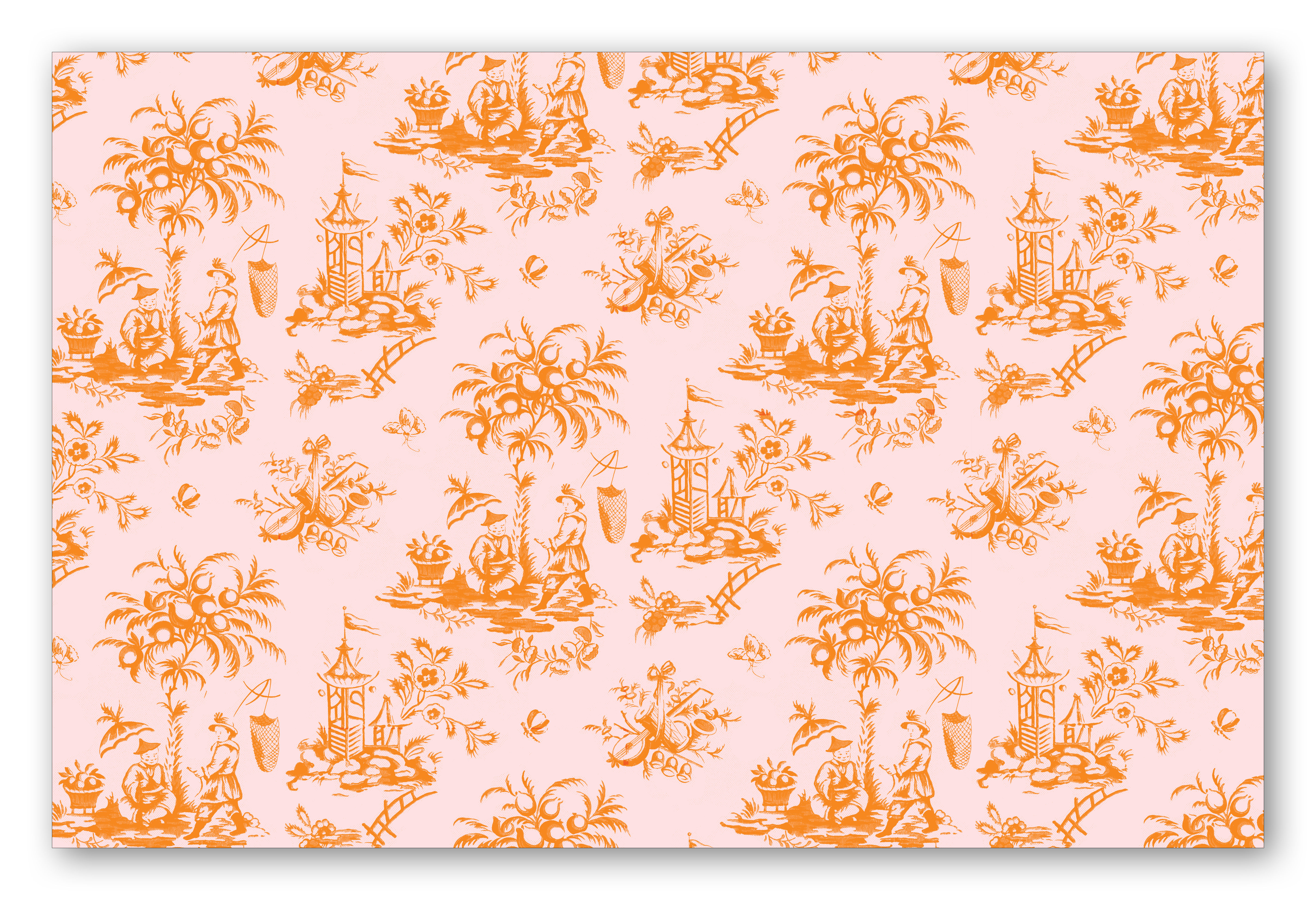 Chinoiserie Couple Orange Placemat