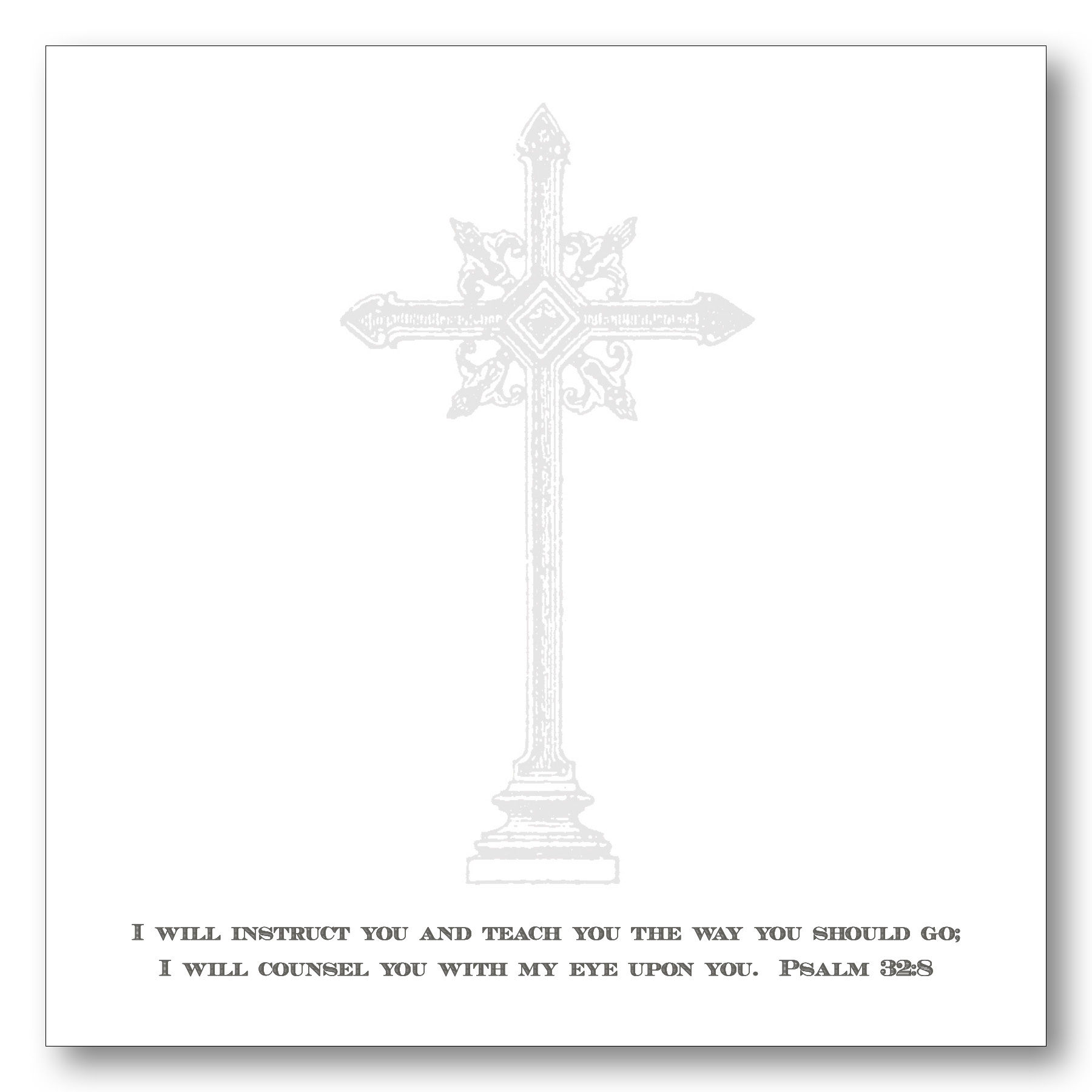 Cross with Psalm 32:8 White Note Block