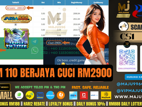 🎇Mega888 Game 🌪️Twister🌪️TopUp RM110, Cuci RM2,900‼️Game Sedang Longgar , Jangan Lepas Rezeki Ni‼️