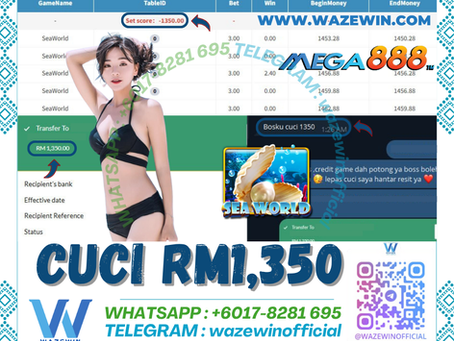 😍Spin Santai Je Bossku‼️ Mega888 Game 🐚SeaWorld🐚 Bermain Sambil Cuci‼️Cuci Rm1,350‼️Jom Try Sekarang‼️