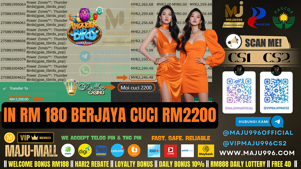 😍Rollex Game 👾Thunder Birds👾 Game Longgar‼️TopUp RM180, Cuci RM2,200‼️Cuba Luck Sekarang‼️