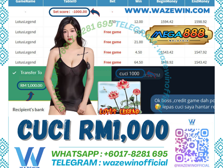 🤑Boss Tengah Ong, Cuci Lagi❗Mega888 Game 🪷Lotus Legend🪷 Cuci RM1,000‼️Free Game Sedang Jatuh‼️