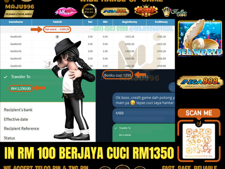 😍Mega888 Game 🎰SeaWorld🎰 Free Game Bagi Tak Henti‼️TopUp RM100, Cuci RM1,350‼️Jom Ajak Kwn Menang Bersama2‼️