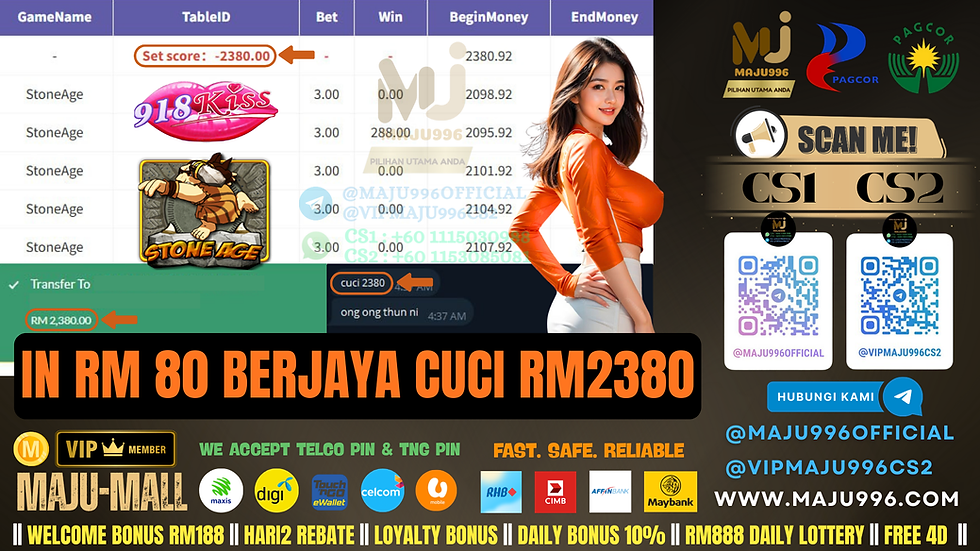 🥰918Kiss Game 🎰Stone Age🎰 TopUp RM80, Cuci RM2,380‼️Game Bayar Lagi, Jangan Lepas Peluang Ni‼️