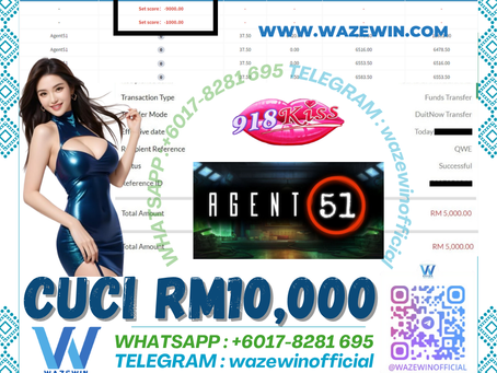 🤑Bossku Cuci Lagi‼️Di 918Kiss Game 🕵️Agent 51🕵️Cuci Rm10,000‼️Tahniah Bossku Dapat Cuci Lagi‼️Cepat PM Amoi Dapat ID ONG ONG‼️Jangan Lepas Peluang Ini🥰🥰
