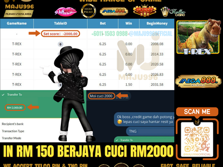 😍Mega888 Game 🦖T-Rex🦖 TopUp RM150, Cuci RM2,000‼️Game Sedang Bayar ,Cuba Sekarang‼️