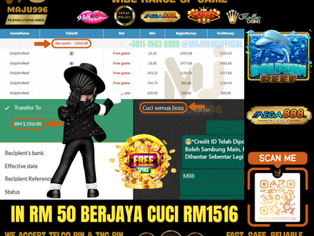 🥳Mega888 Game 🐬Dolphin Reef🐬 Free Game Jatuh Lagi‼️TopUp RM50, Cuci RM1,516‼️Game Sedang Longgar , Cuba Sekarang‼️