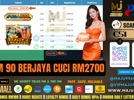 😍Mega888 Game 🎰Wealth Treasure🎰 TopUp RM90, Cuci RM2,700‼️Game Bayar Lagi, Jangan Lepas Peluang Ni‼️
