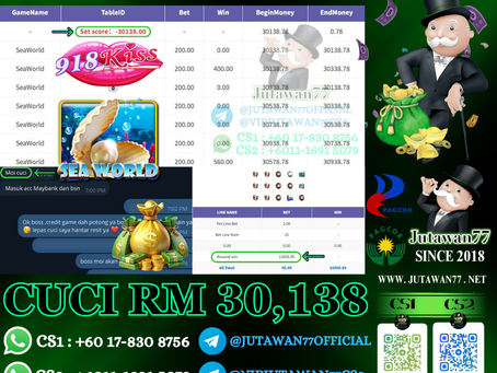 😍918Kiss Game 🐼SeaWorld🐼 Cuci RM30,138‼️Ong Lah Hari Ni, Bonus Sedang Jatuh‼️