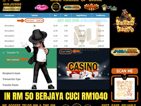 🤩Mega888 Game 🐻Bonus Bears🐻 Rezeki Masuk‼️TopUp Rm50, Cuci Rm1,040‼️Jangan Tunggu Lagi Main Sekarang‼️