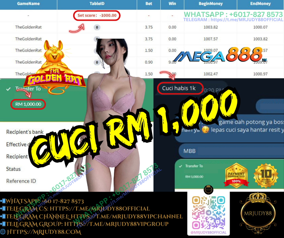 🤩Mega888 Game 🐀The Golden Rat🐀 Cuci Rm1,000‼️Lucky Gila Boss Baru Join Company MRJUDY88 Dapat Cuci Besar‼️
