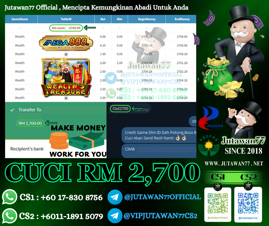 🤑Mega888 Game 🎰Wealth's Treasure🎰 Cuci RM2,700‼️Main Sekarang , Game Senang Menang‼️