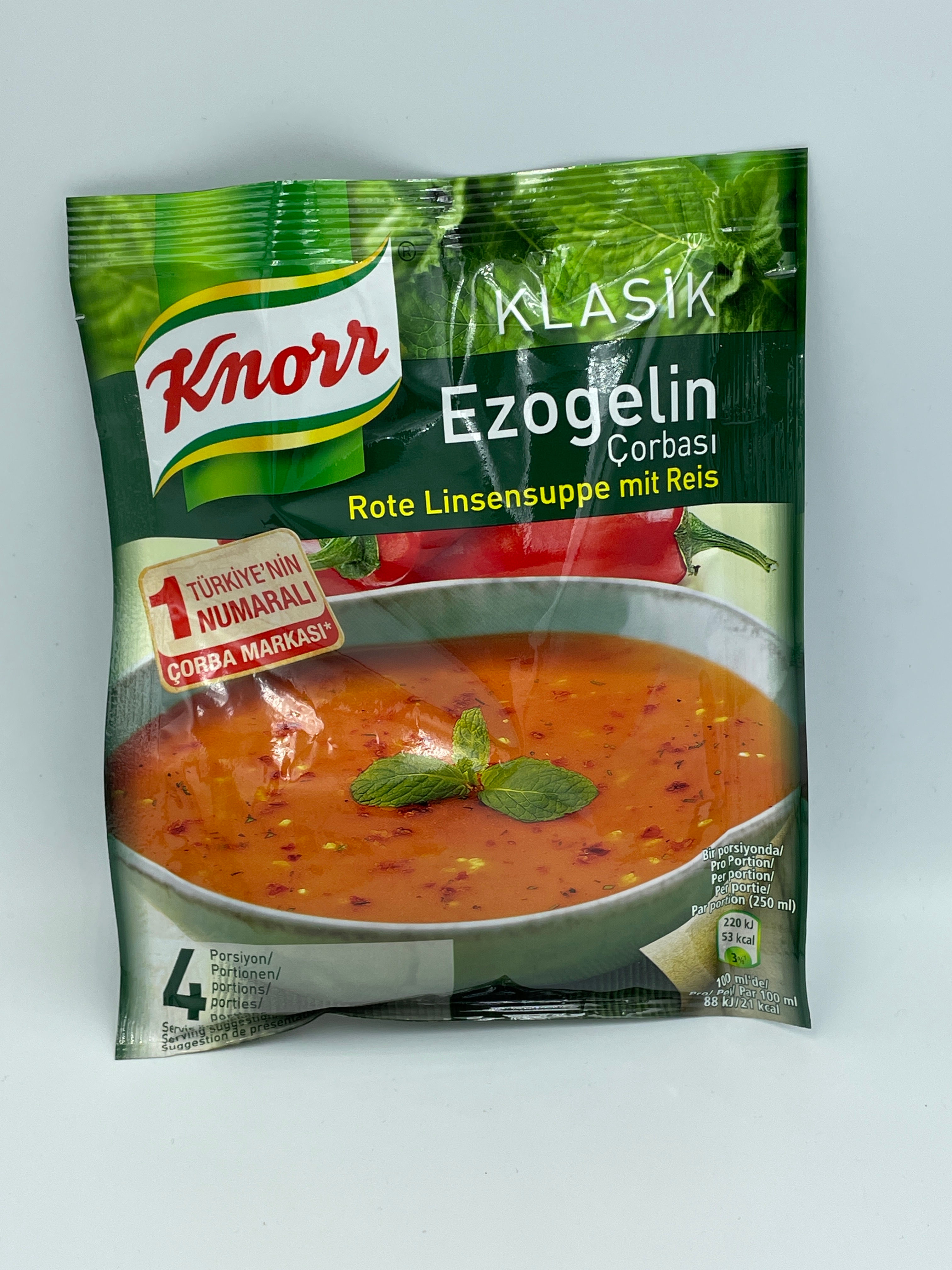 Knorr rode linzensoep met rijst