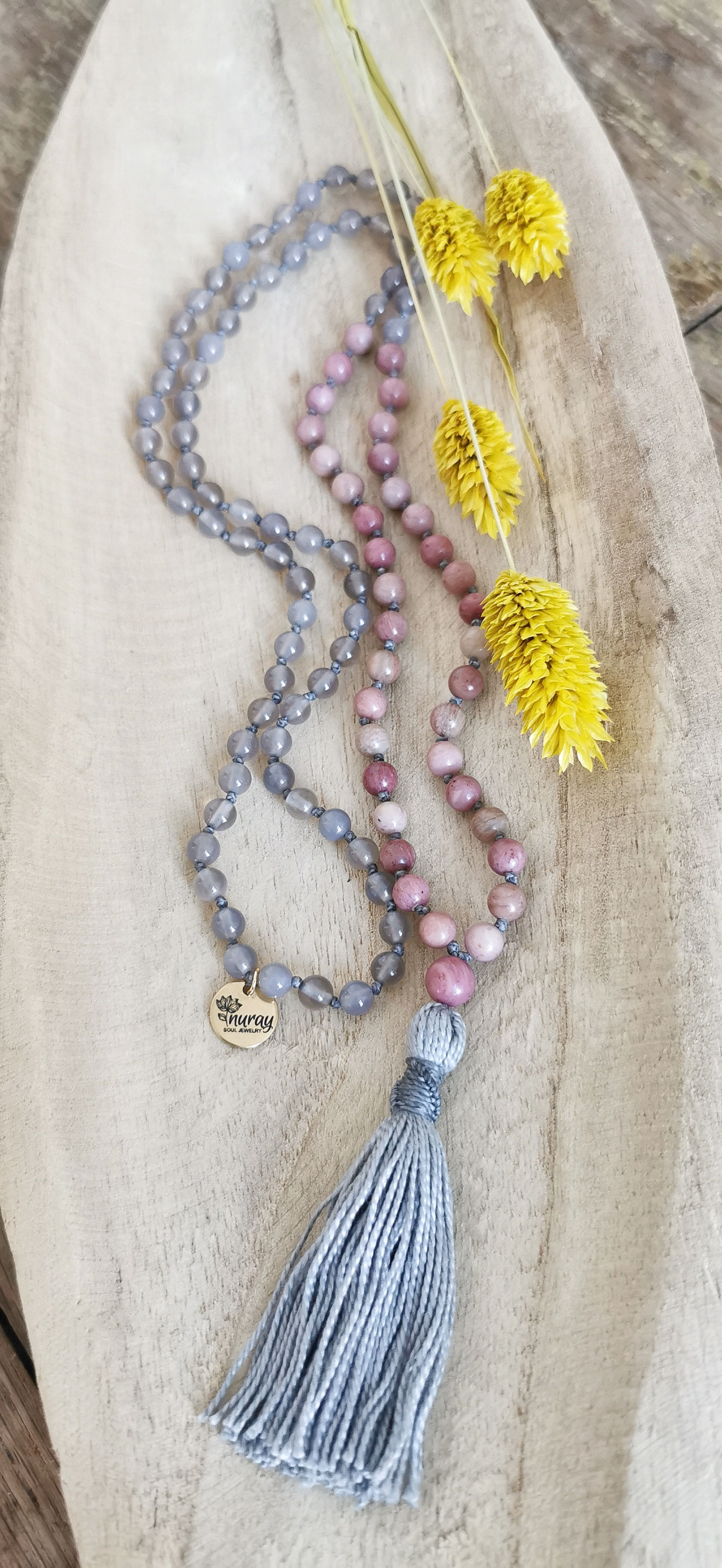 Mala Kette I Achat & Rhodonit I Balance & Optimismus