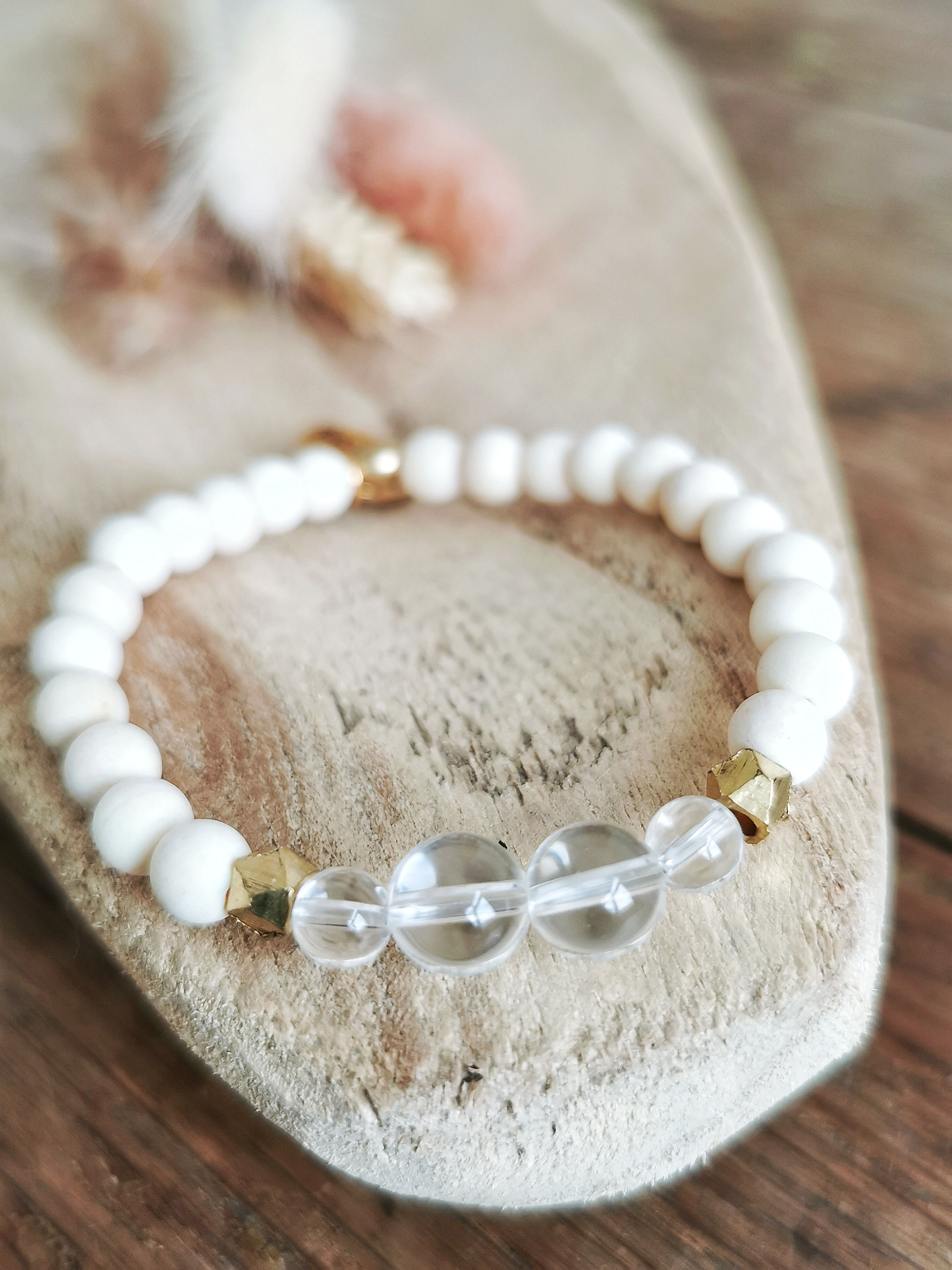 Mala Armband I Sandelholz & Bergkristall I Klarheit & Reinigung