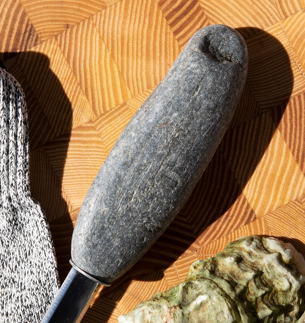 Thumbnail: Funky Rock Designs - Stone Oyster Knife with oysters and oyster glove
