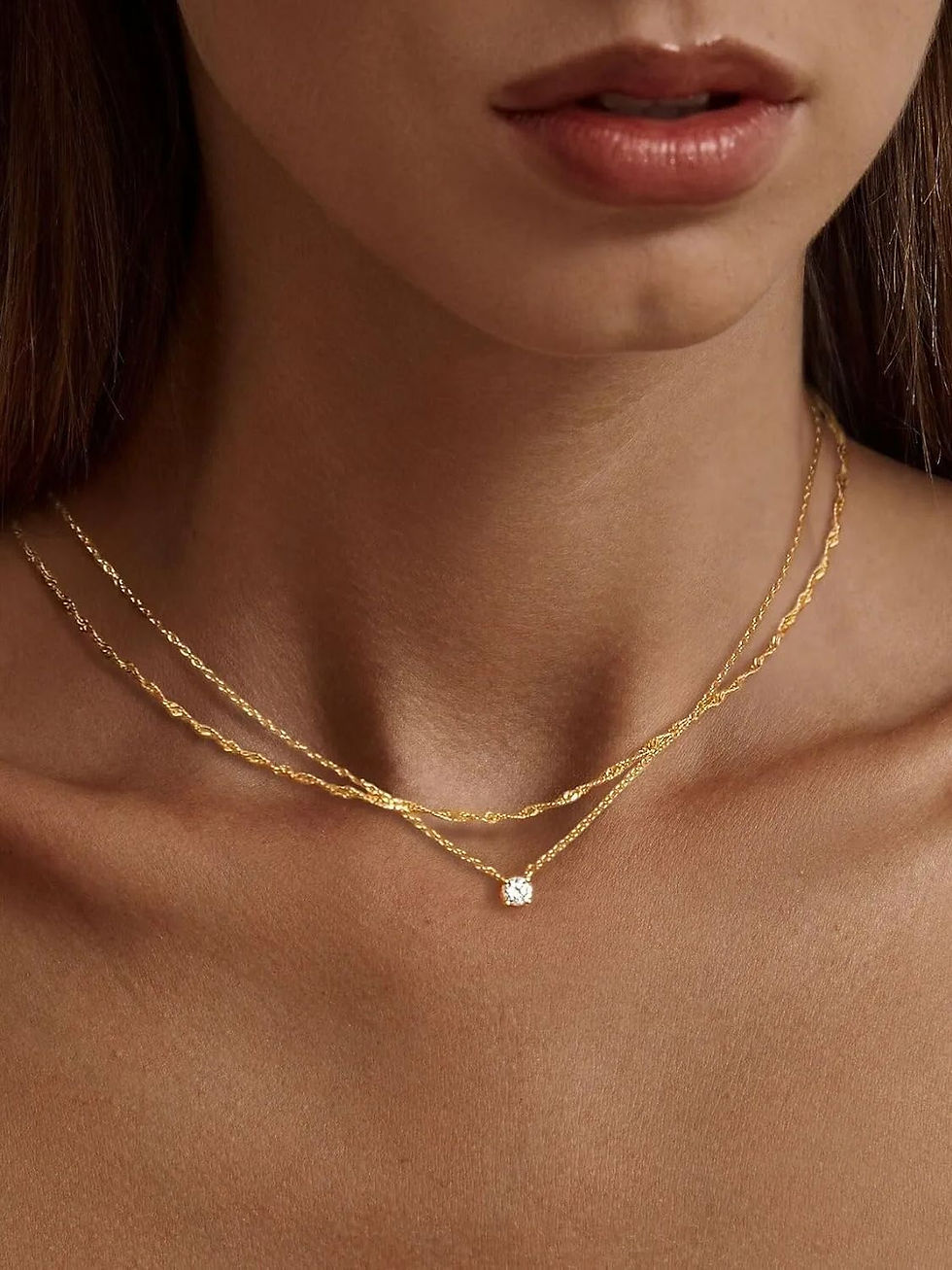 Thumbnail: Diamond Necklaces for Women K Gold/Sterling Silver Choker Necklace Simple Gold P