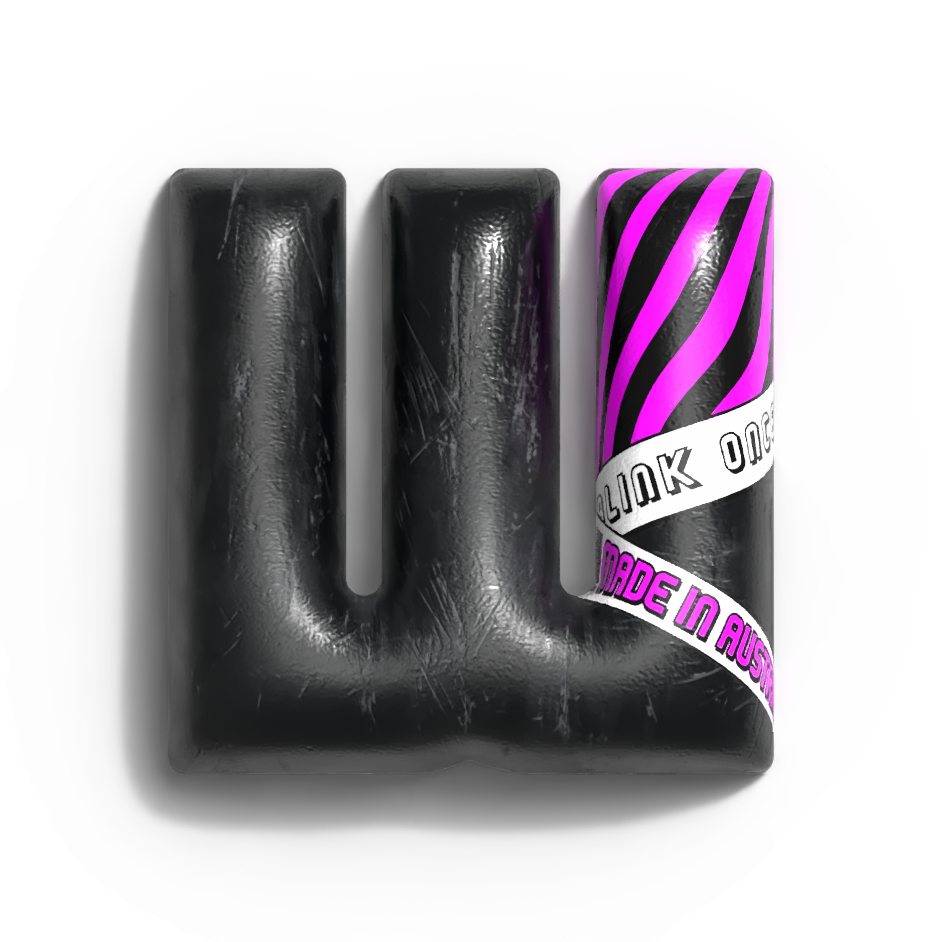 Schwarzes, glänzendes 3D Text Grafik "W"