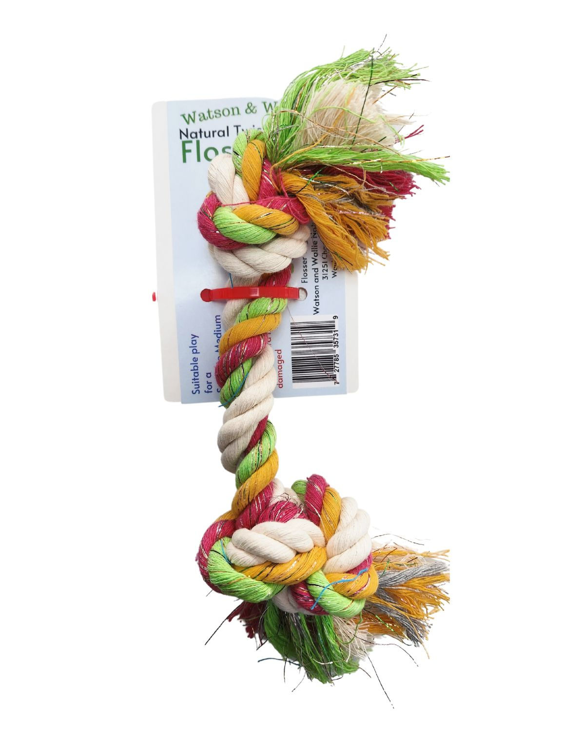 Small 11" Multi White Natural Cotton Flosser Tug