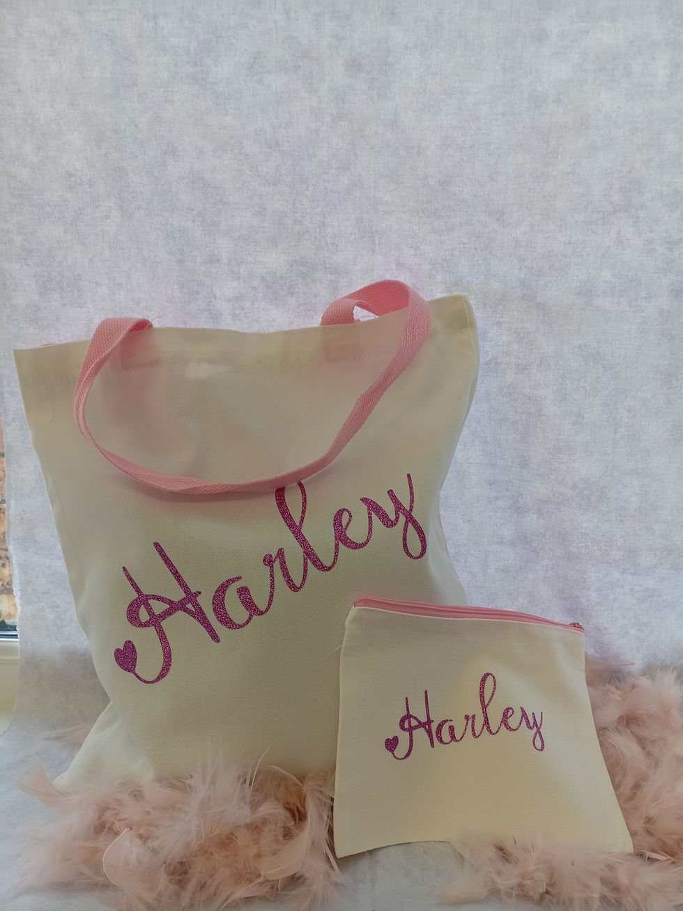 Personalised tote shopper and make up bag