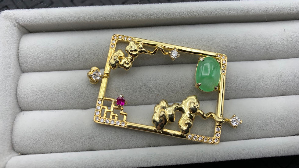 Thumbnail: 翡翠鍍金純銀Jade gold plated