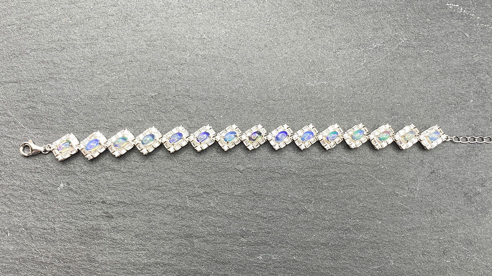 サムネイル： Opal蛋白石鑲鋯石銀手鏈