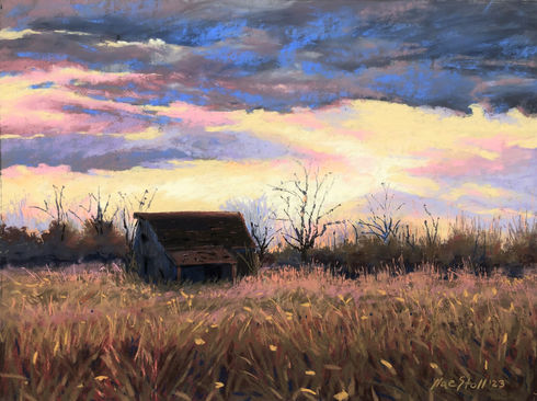 Day's End in a Hayfield