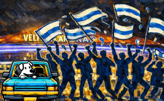 Hund im Auto vor der Veltins-Arena auf Schalke