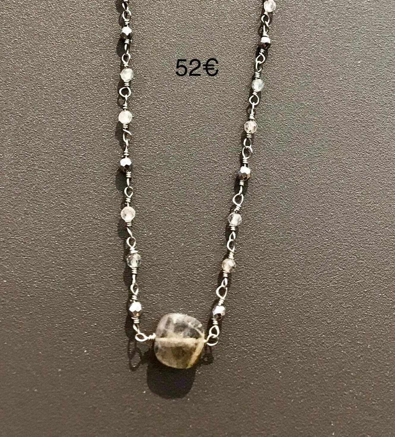 collier ZAG acier perles semi-précieuses
