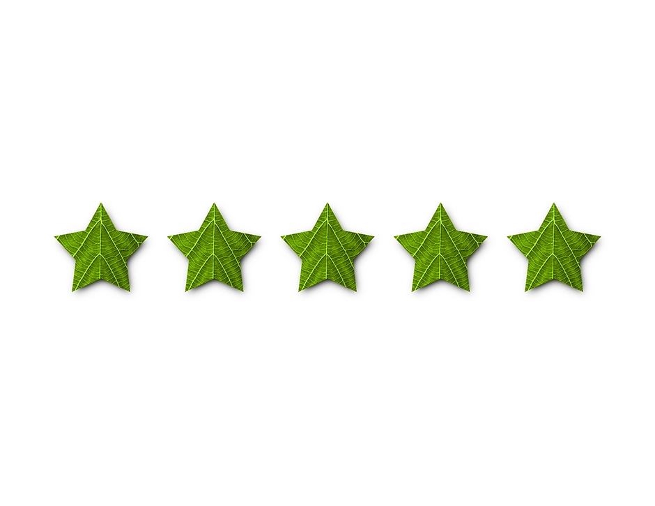 Five green stars image for sustainable hotels and venues blog