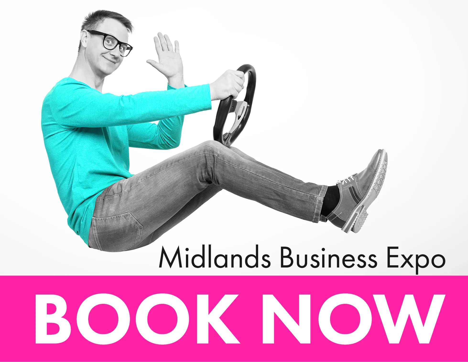 Midland Business Expo news story image - man driving an invisible car