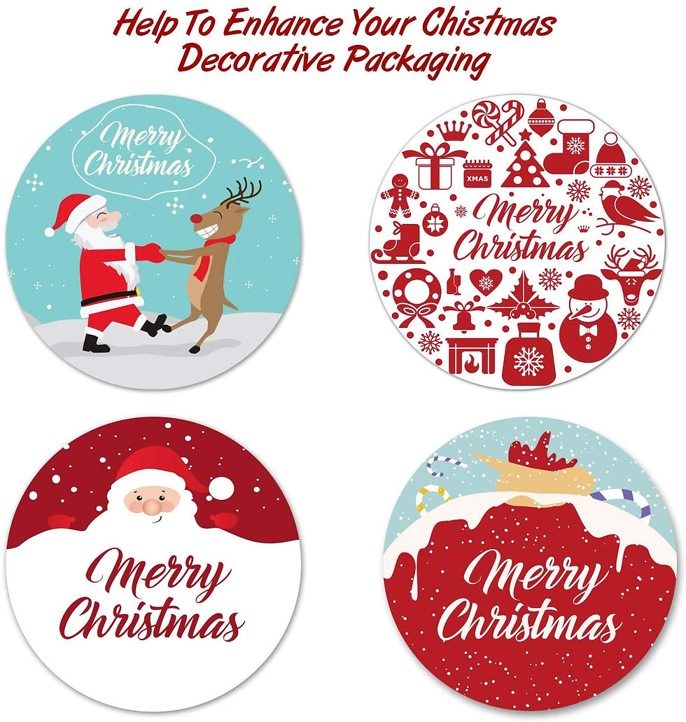 Thumbnail: Merry Christmas Stickers Labels 1.5 Inch 4 Designs