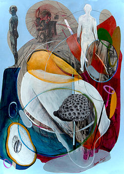 acrylic,transfer,collage,graphite. 50x70 cm. 2021. €399