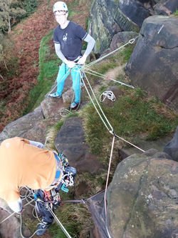 Matt with a complex belay