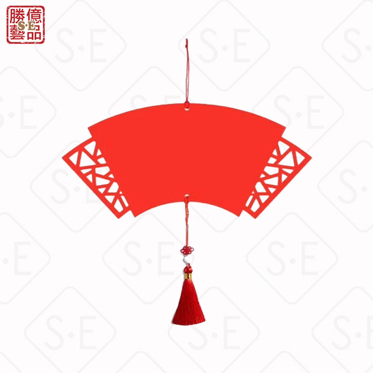 萬年紅鏤空窗花空白福卡吊飾-扇形1*2張