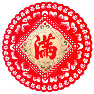 牡丹花瓣，滿字透明紅絨彩金春貼-勝億春聯研發設計