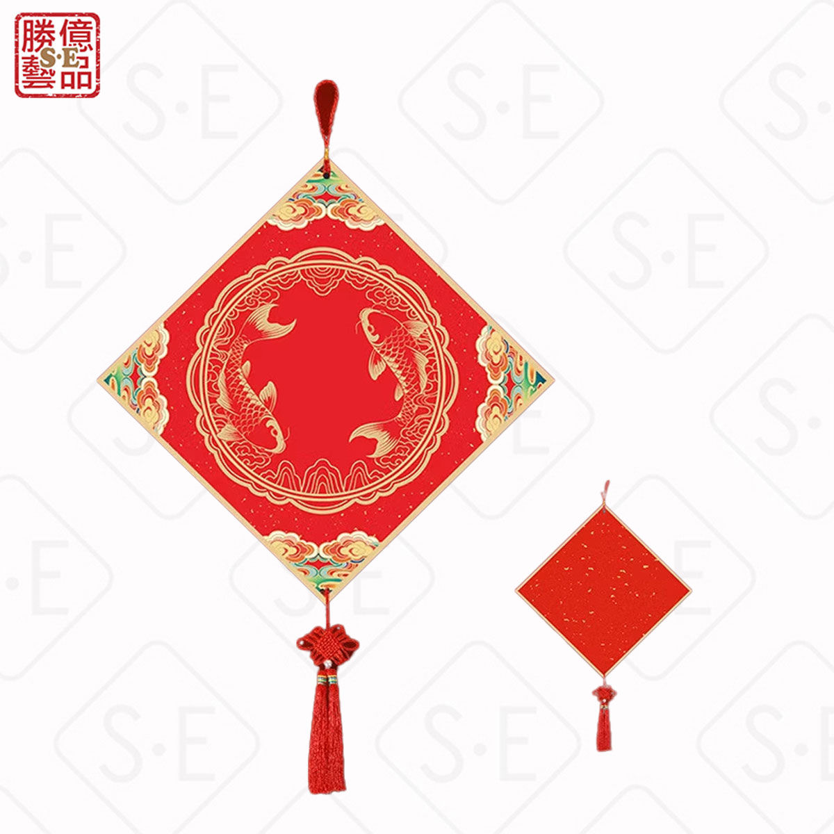 空白宣紙硬紙板吊掛飾-鴻運當頭