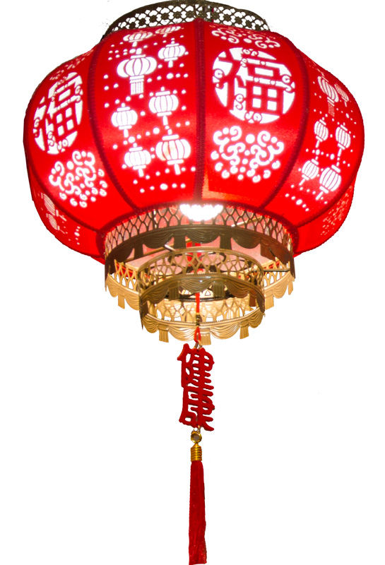 縮圖：40#剪紙圓燈(燈籠圖+福字)