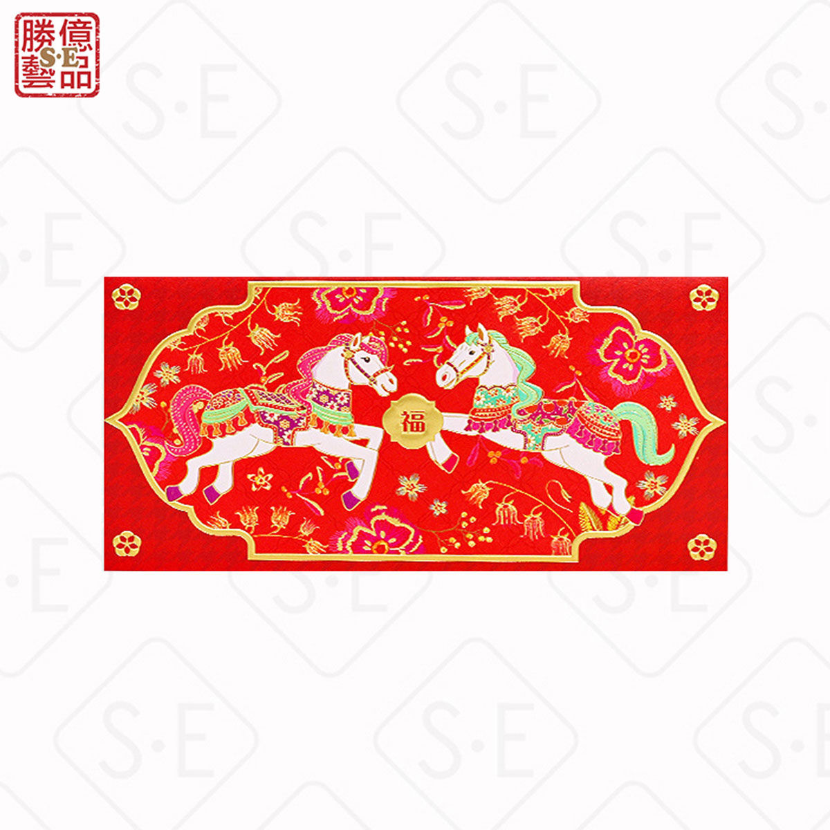 HB585橫式福祿馬紅包袋-紅款*6同