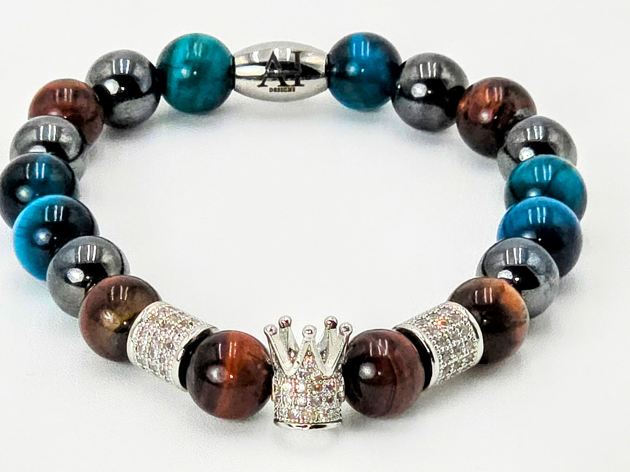 Red & Turquoise & Tiger Eye Gemstone Bracelet