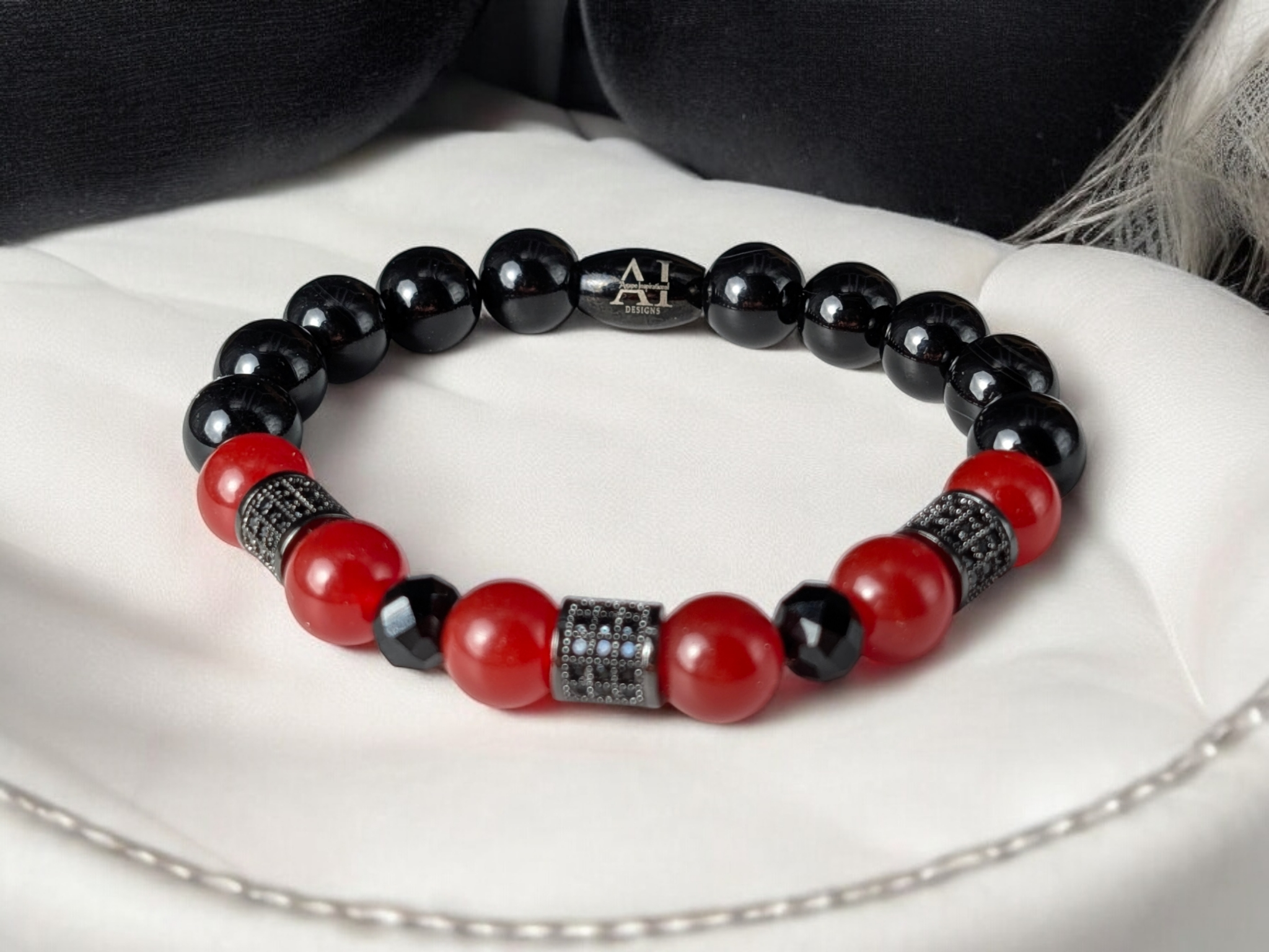 Natural Carnelian & Onyx Bracelet