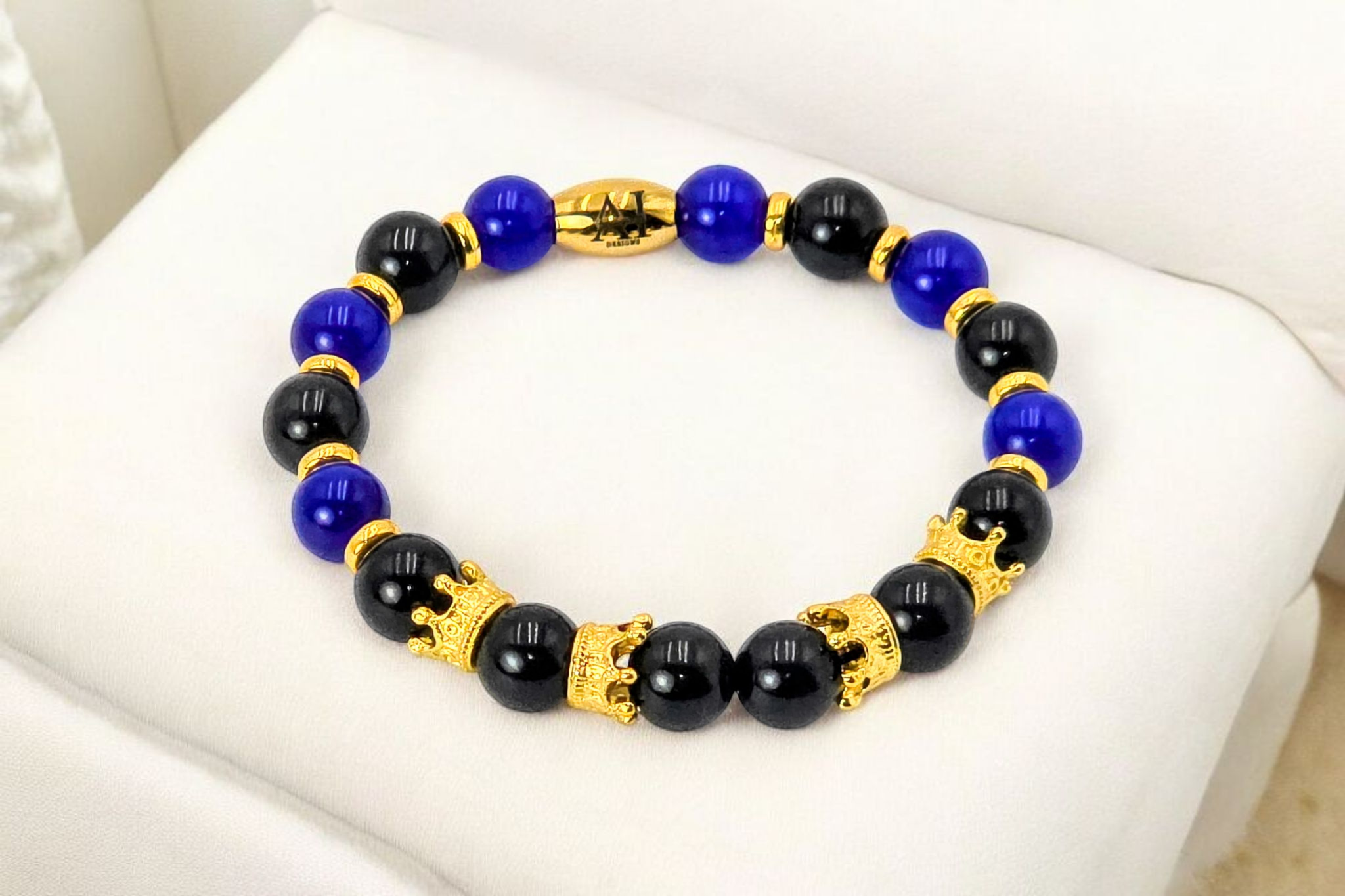 Black Onyx & Natural Stone Sapphire jade Gemstone Bracelet