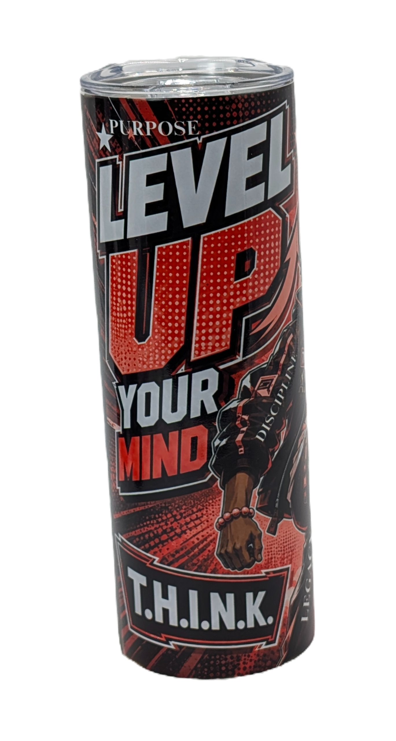Level Up T.H.I.N.K.™ Thinking Man Tumbler for Young Men (Red)