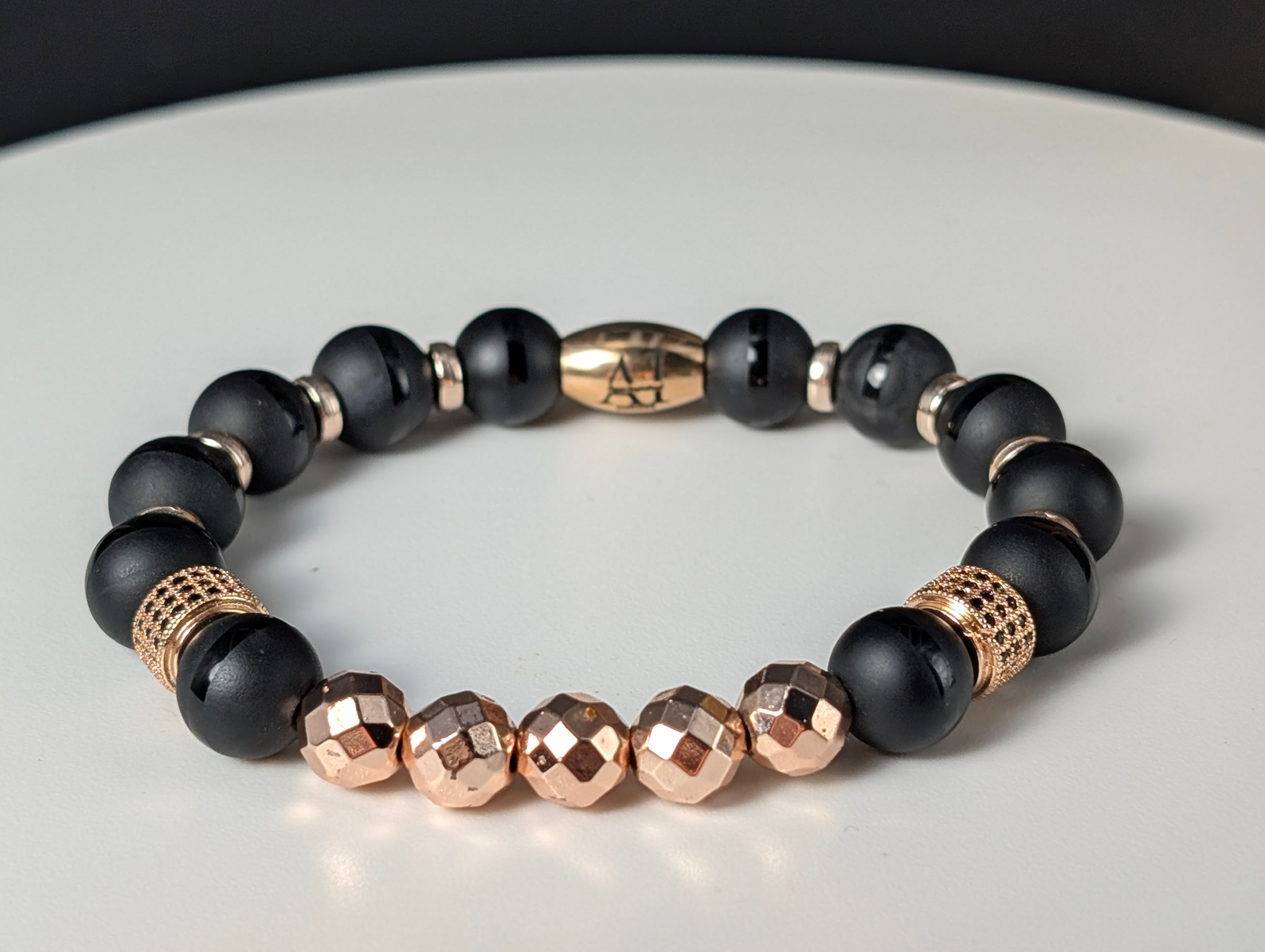 Rose Gold & Onyx Gemstone Bracelet