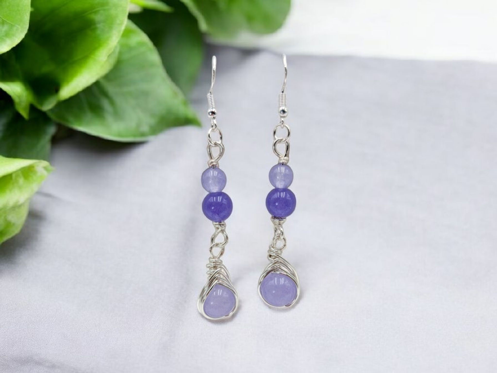 Lavender Long Herringbone Earrings