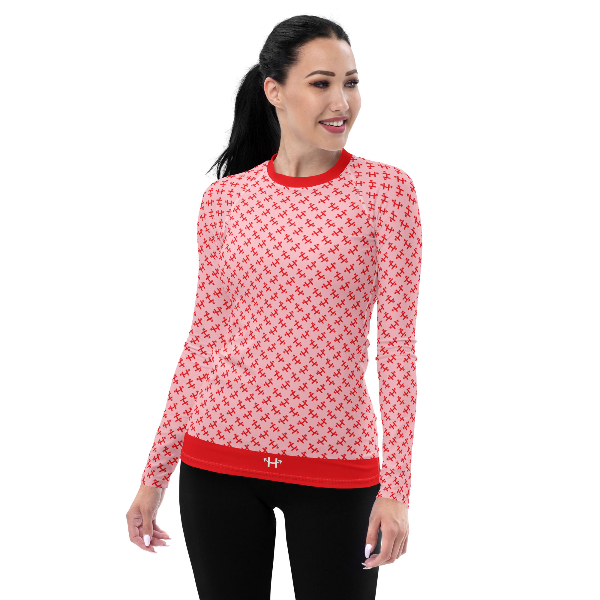 Signature "H" Symbol Pattern, Red on Pink