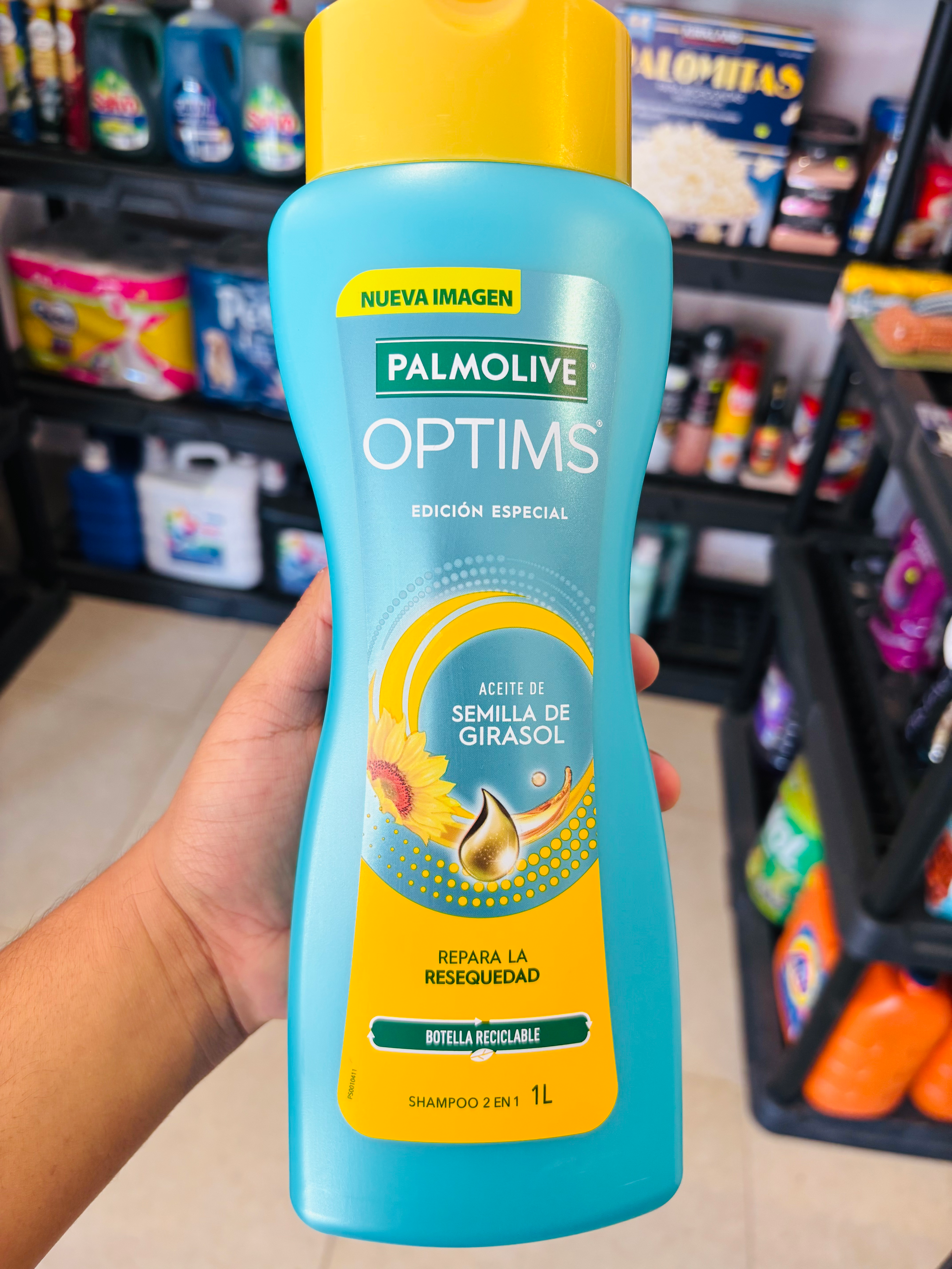Shampoo Palmolive Optims Aceite de Semilla de Girasol 2 en 1 Vital Keratina 1 L